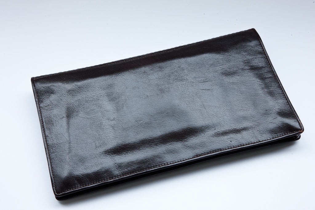 Chocolate brown woven leather Fendi clutch/shoulder bag