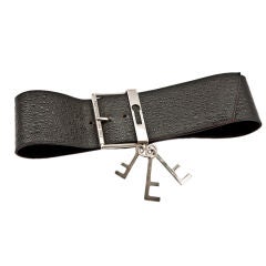 Fendissime Roma black textured leather belt with "key" charms