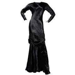 Vintage Madeleine Vionnet Black Back Crepe Satin Gown