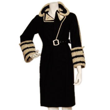 1920's felt black & white coat