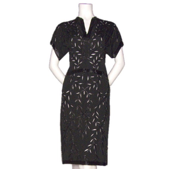 Irene black beaded cocktail dress