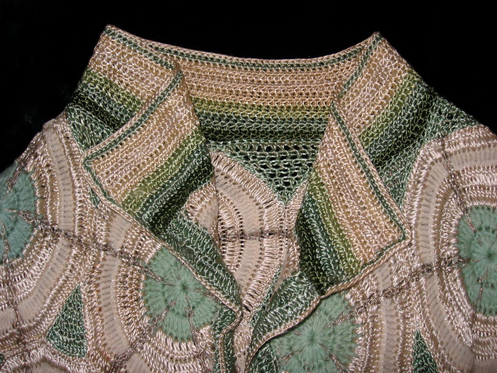 Brown 1920s crochet coat