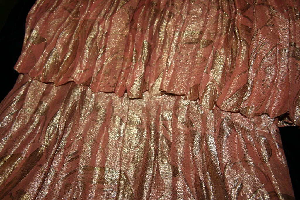 Late 1920s Pink and Gold French Lamé Gown In Excellent Condition In Los Angeles, CA