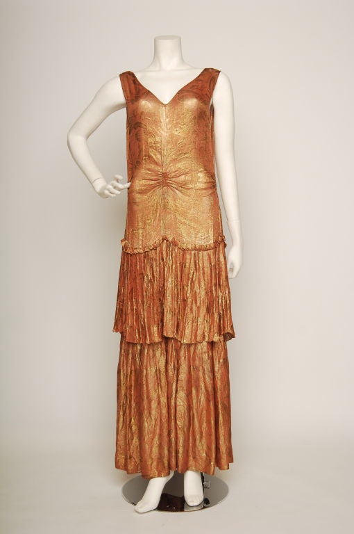 Late 1920s Pink and Gold French Lamé Gown 4