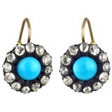Antique Victorian Turquoise and Diamond Earrings