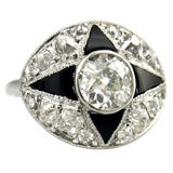 Art Deco Diamond and Onyx Cocktail Ring