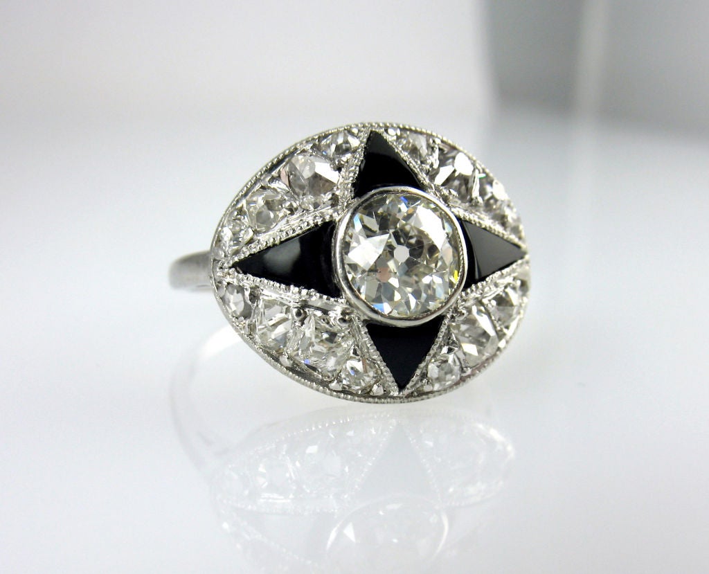 Art Deco Diamond and Onyx Cocktail Ring