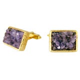 Vintage Dunhill 1969 Rough Amethyst Cuff Links