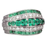 Art Deco Emerald and Diamond Band