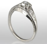Vintage 1920's Platinum Diamond Ring - 0.57 E.G.L. H/VS2