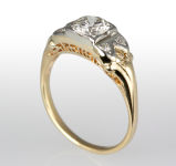 Vintage 1930's Yellow Gold Diamond Ring - 0.66 E.G.L. I/VS1