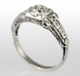 Vintage 1920's Platinum Diamond Ring - 1.01ct E.G.L. H/VS1