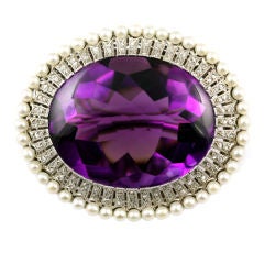 Antique Russian Amethyst Edwardian Brooch