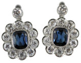Vintage Diamond and Sapphire Cluster Earrings