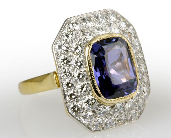 Unheated Sapphire and Diamond Ring