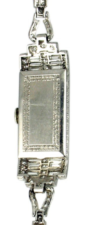 Patek Philippe Ladies Art Deco Platinum and Diamond Watch 2