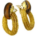 1970
s Tiger
s Eye Earrings by David Morris
