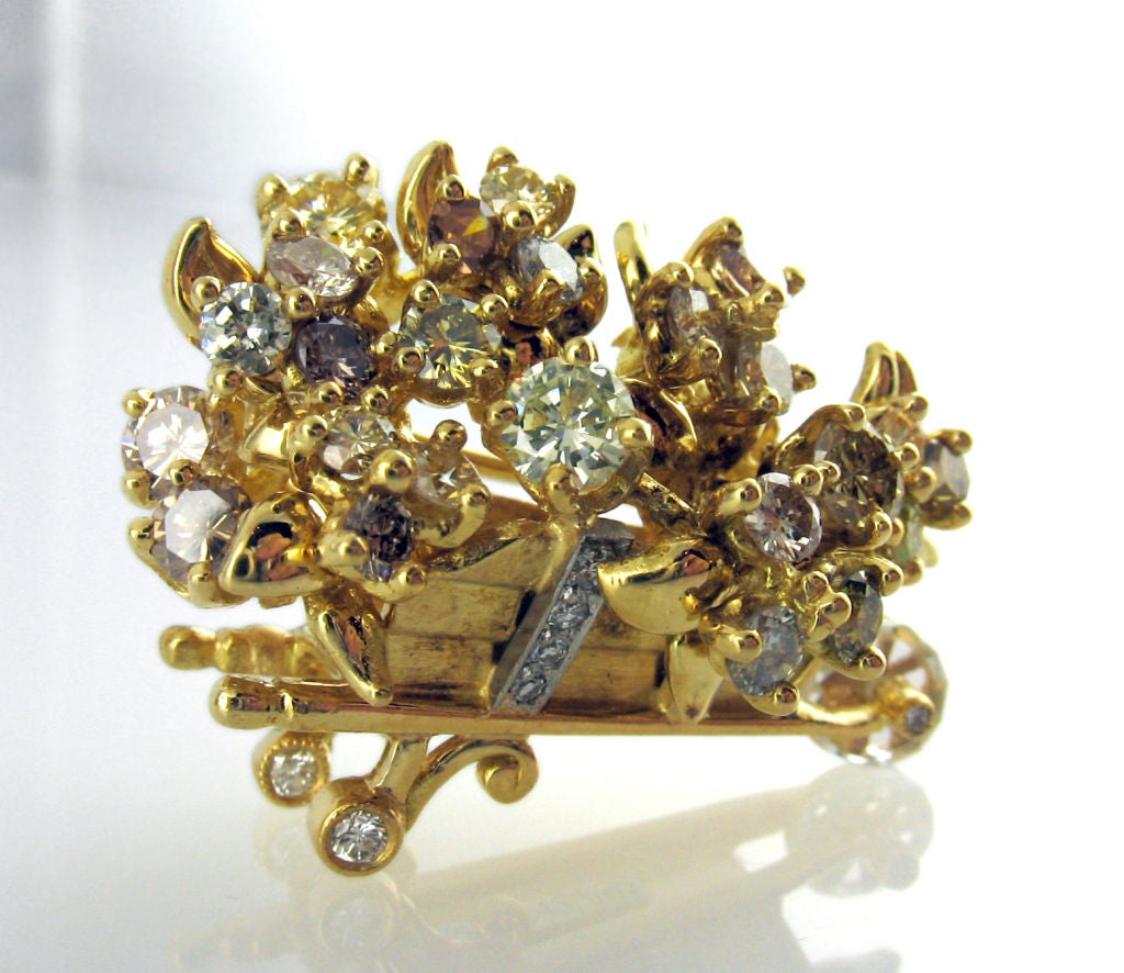 Julius Cohen Colored Diamond Brooch