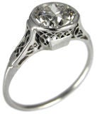 Vintage 1920's Platinum Diamond Ring - 0.81ct E.G.L. H/SI1
