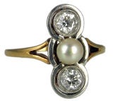 Vintage Edwardian Diamond and Pearl Ring