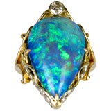 Art Nouveau Black Opal  Ring