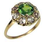 Demantoid Garnet and Diamond Cluster Ring