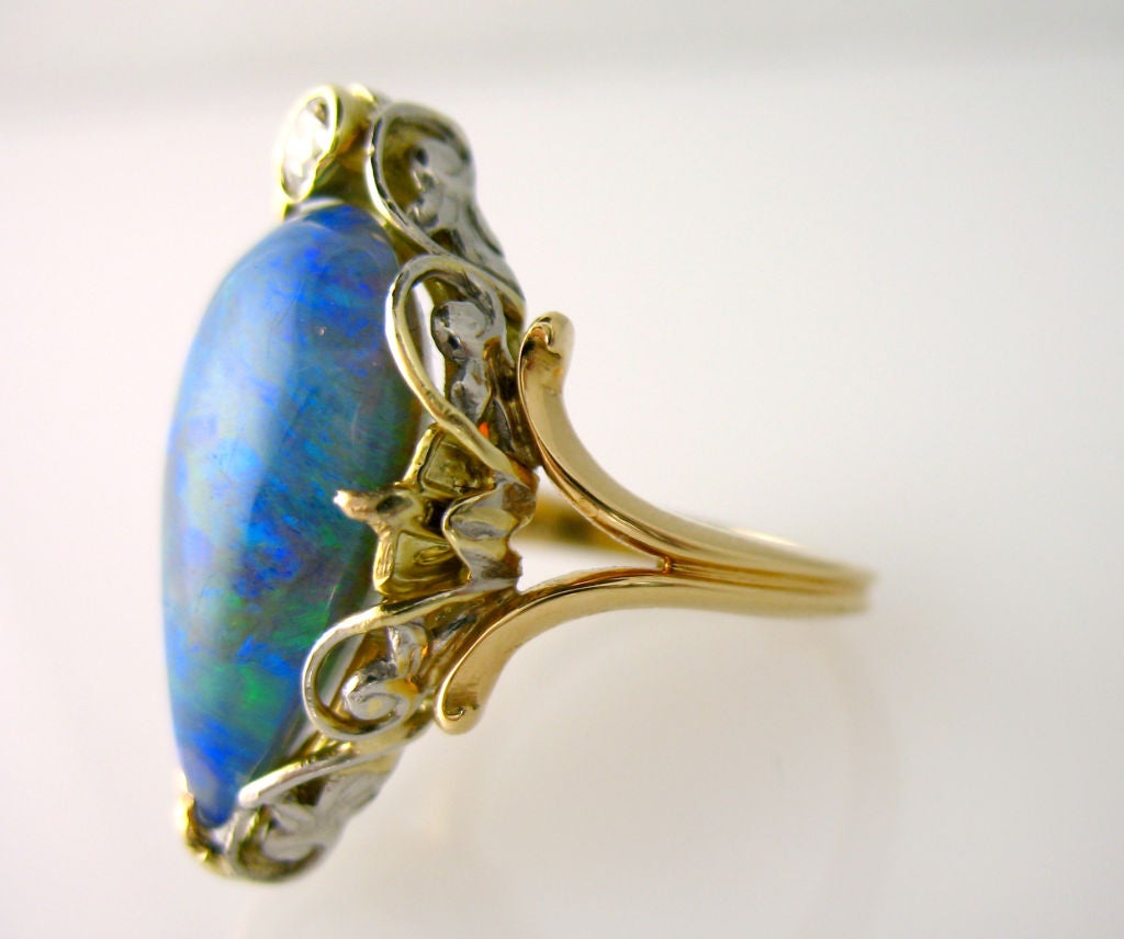 Art Nouveau Black Opal  Ring 1