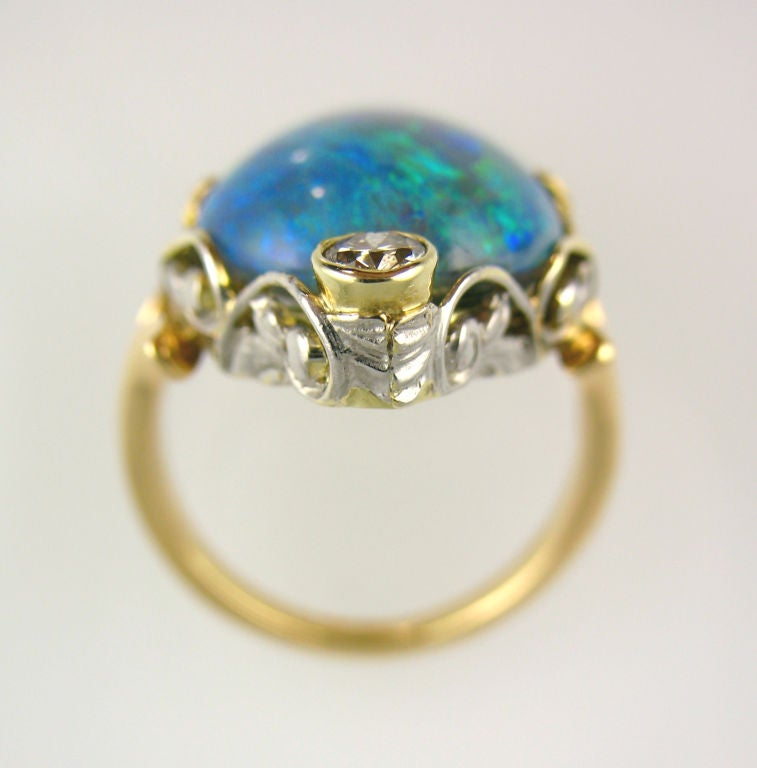 Art Nouveau Black Opal  Ring 2
