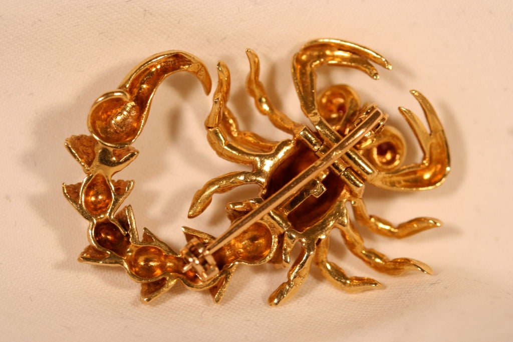 Women's or Men's 18K Gold Articulated Scorpion Brooch