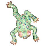 18K Gold Enamel Frog Brooch With Diamond 
Ruby Eyes