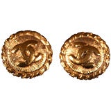 Vintage Gold Plate Chanel Clip-on Earrings