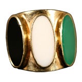 18 K White Jade, Jade, and Onyx Ring by Medici