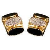 18K Diamond and Onyx Ear Clips by Medici