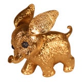 14 K Gold and Sapphire Elephant Brooch