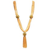 Wonderful Multi-Strand Gold Plated & Rhinestone Trifari Necklace
