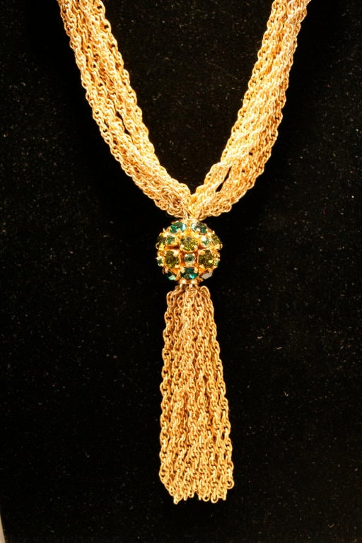 Wonderful Multi-Strand Gold Plated & Rhinestone Trifari Necklace