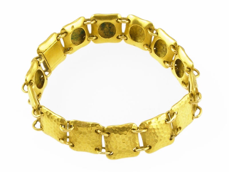 18K YG Hammered Link Bracelet