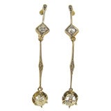 1920s Yellow Gold and Diamond Drop Earrings