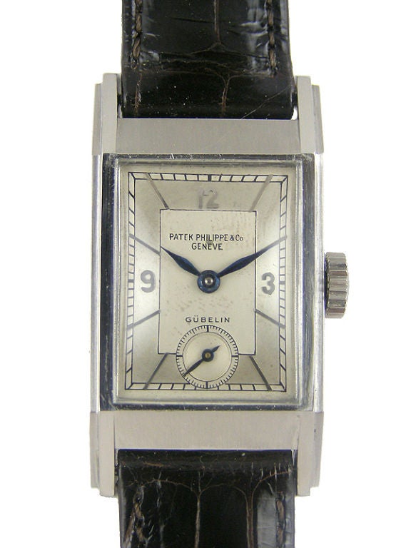 Patek Philippe Stainless Steel Rectangle 1938 Art Deco at 1stDibs