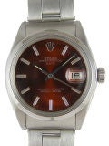 Rolex SS Oyster Perpetual Date 1970's Custom "Cherry Cola" Dial