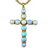 Gold and Opal Cross Necklace