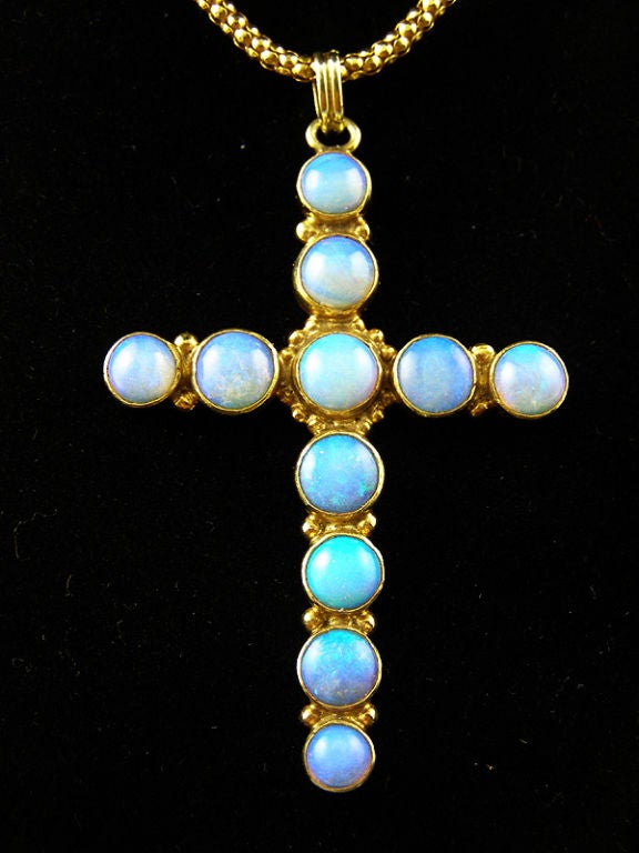 opal cross pendant gold