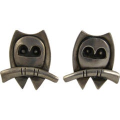 Super Cool Vintage Owl Cufflinks in Sterling Silver