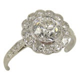 1930
s Platinum Ring 0.96ct OEC Diamond "G" Color Center