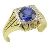 Platinum top and Gold Ring with Blue Sapphire