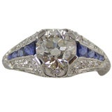 Platinum with 1.03ct OEC Diamond center Sapphire sides