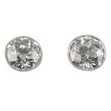 Old European Cut diamond Platinum Earrings