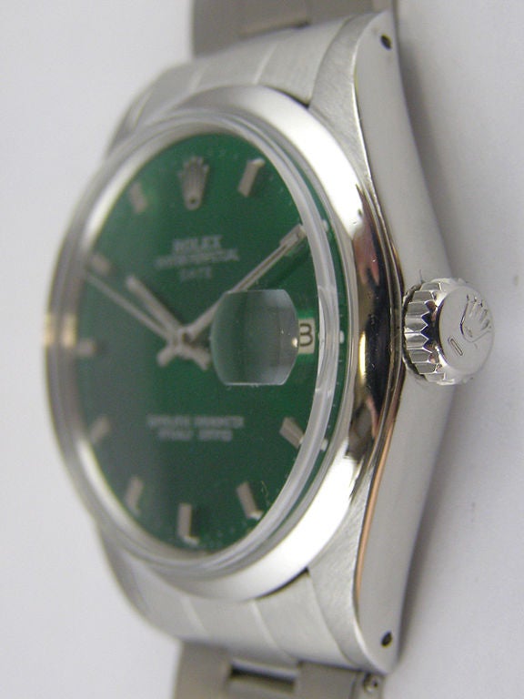 Rolex Stainless Steel Oyster Perpetual Date "Emerald Green" Dial