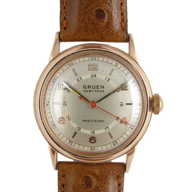 Gruen 14K PG Round Case "Pan American"