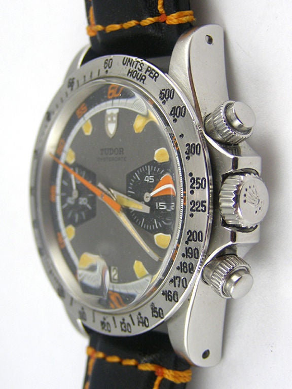 Tudor SS Monte Carlo 2 registers manual wind chronograph with date. So called 